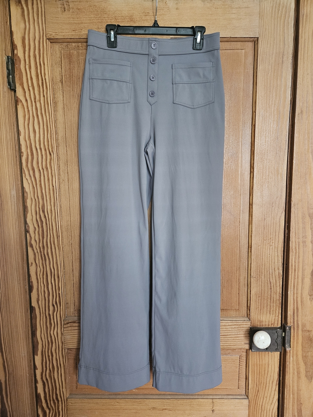 HALARA 4-Button High-Rise Wide-Leg Pants in Gray Sz L Tall
